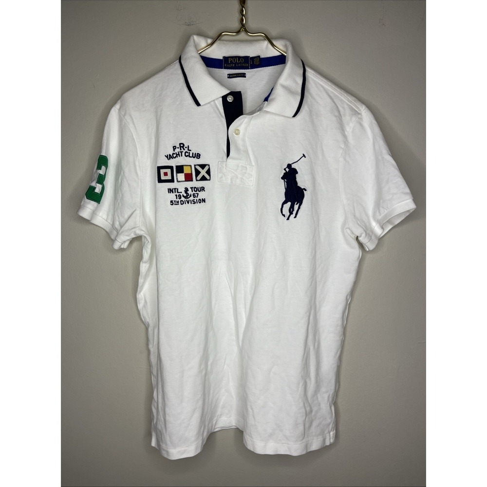 Polo Ralph Lauren Shirt Mens Big Yacht Club Big Pony White 1967 Crest Large L